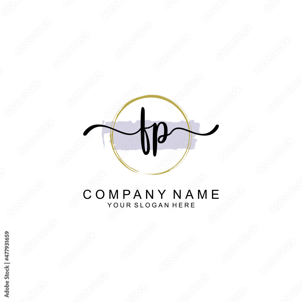FP Initial handwriting logo with circle hand drawn template vector FP Initial handwriting logo with circle hand drawn template vector