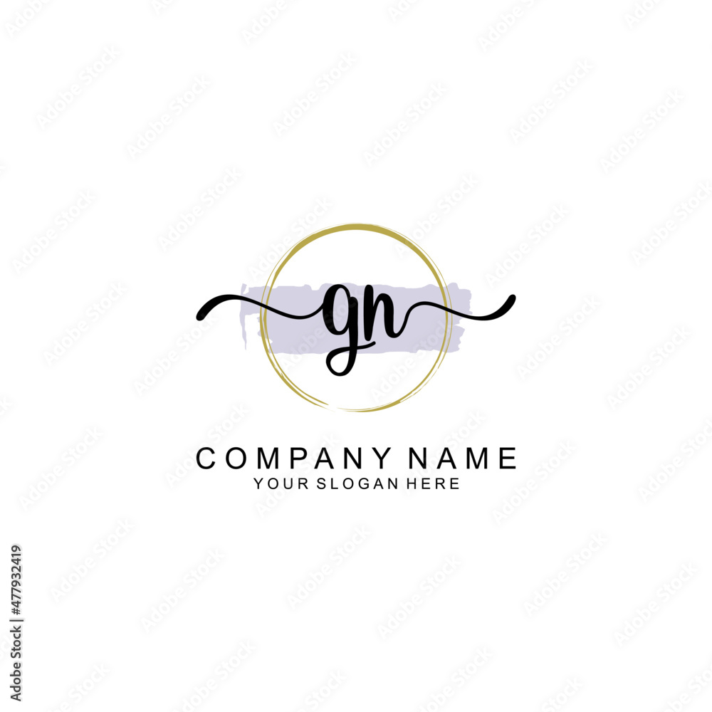 GN Initial handwriting logo with circle hand drawn template vector GN Initial handwriting logo with circle hand drawn template vector