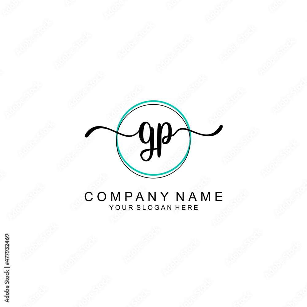 GP Initial handwriting logo with circle hand drawn template vector GP Initial handwriting logo with circle hand drawn template vector