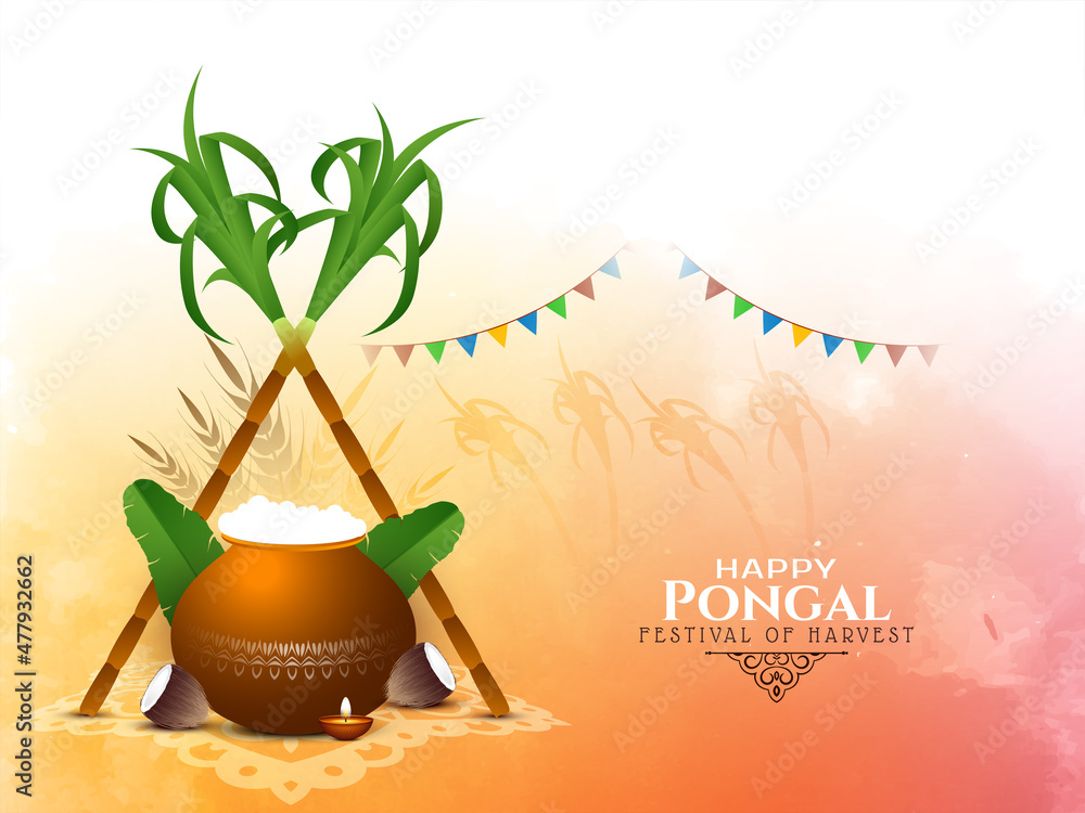 Happy Pongal south Indian festival background design Stock Vector | Adobe  Stock