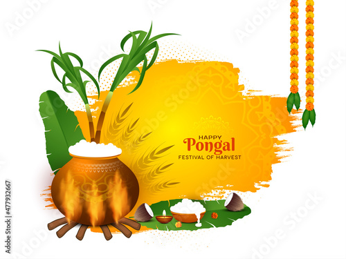 Happy Pongal religious festival greeting background design