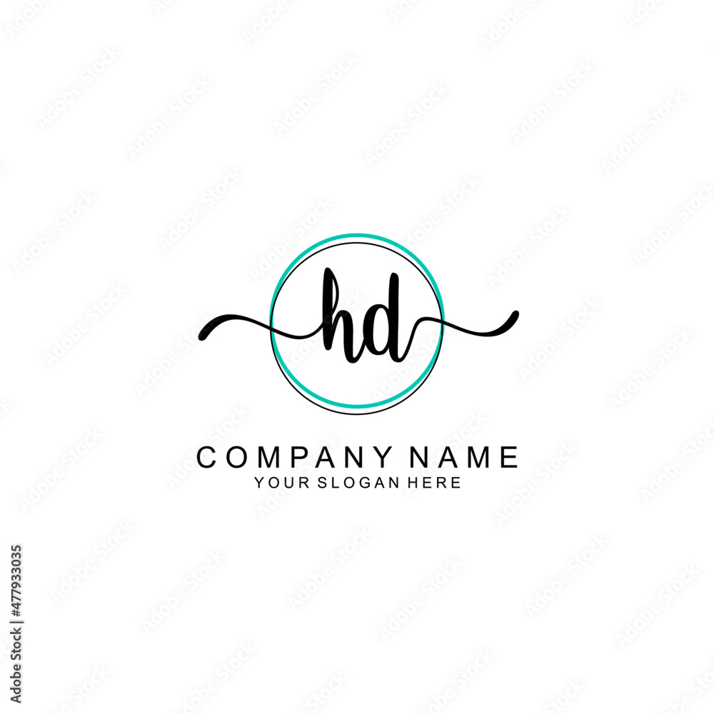 HD Initial handwriting logo with circle hand drawn template vector HD Initial handwriting logo with circle hand drawn template vector