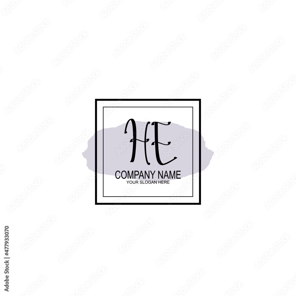 Letter HE minimalist wedding monogram vector