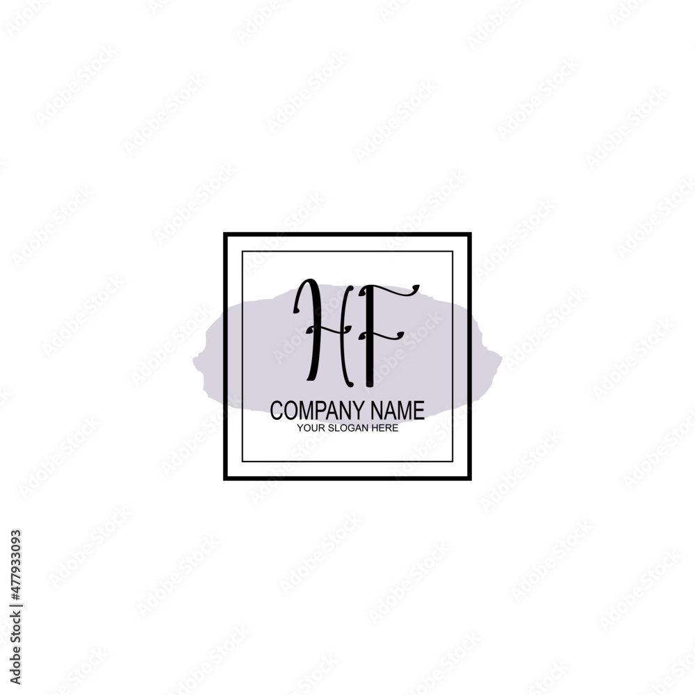 Letter HF minimalist wedding monogram vector