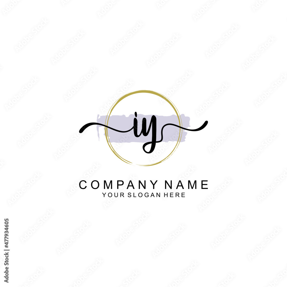 IY Initial handwriting logo with circle hand drawn template vector IY Initial handwriting logo with circle hand drawn template vector