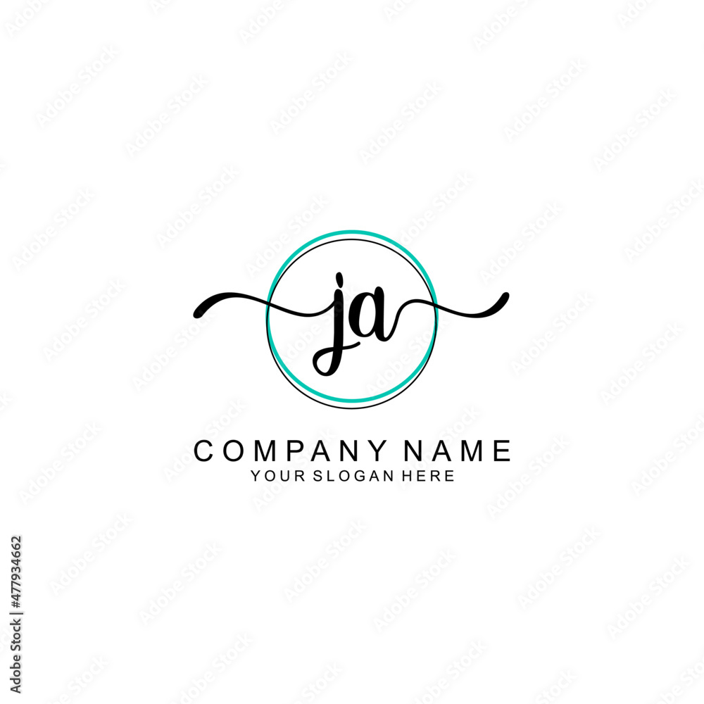 JA Initial handwriting logo with circle hand drawn template vector JA Initial handwriting logo with circle hand drawn template vector