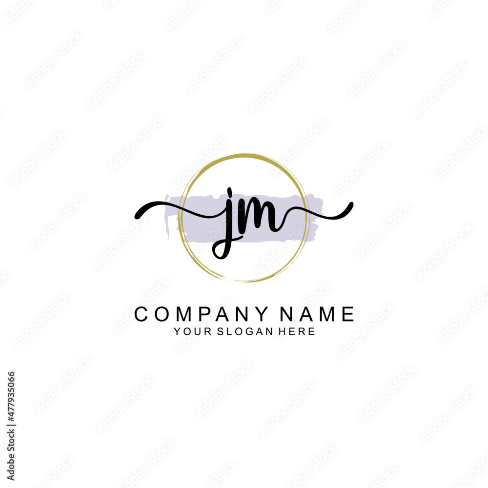 JM Initial handwriting logo with circle hand drawn template vector JM Initial handwriting logo with circle hand drawn template vector