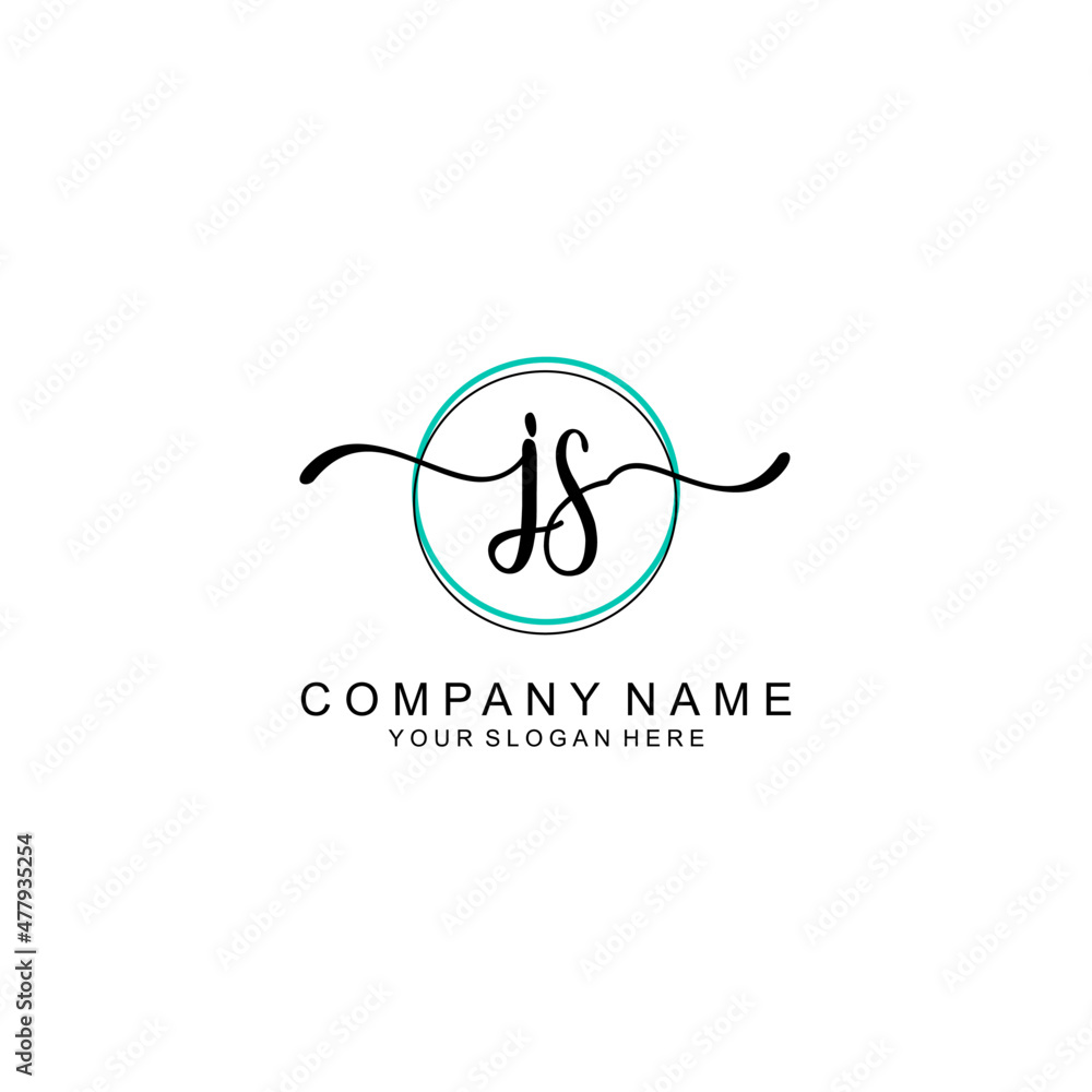 JS Initial handwriting logo with circle hand drawn template vector JS Initial handwriting logo with circle hand drawn template vector
