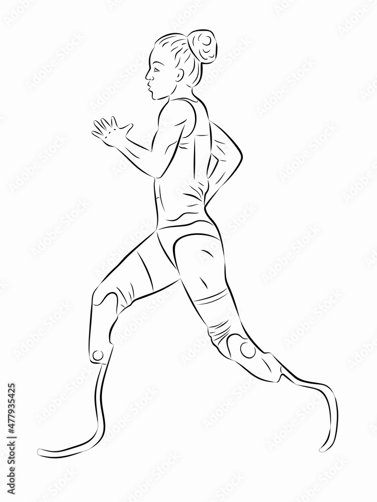 Fototapeta premium illustration of a handicapped athlete , vector drawing