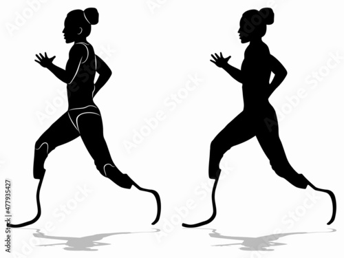 silhouette of a handicapped athlete , vector drawing