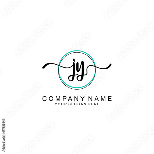 JY Initial handwriting logo with circle hand drawn template vector