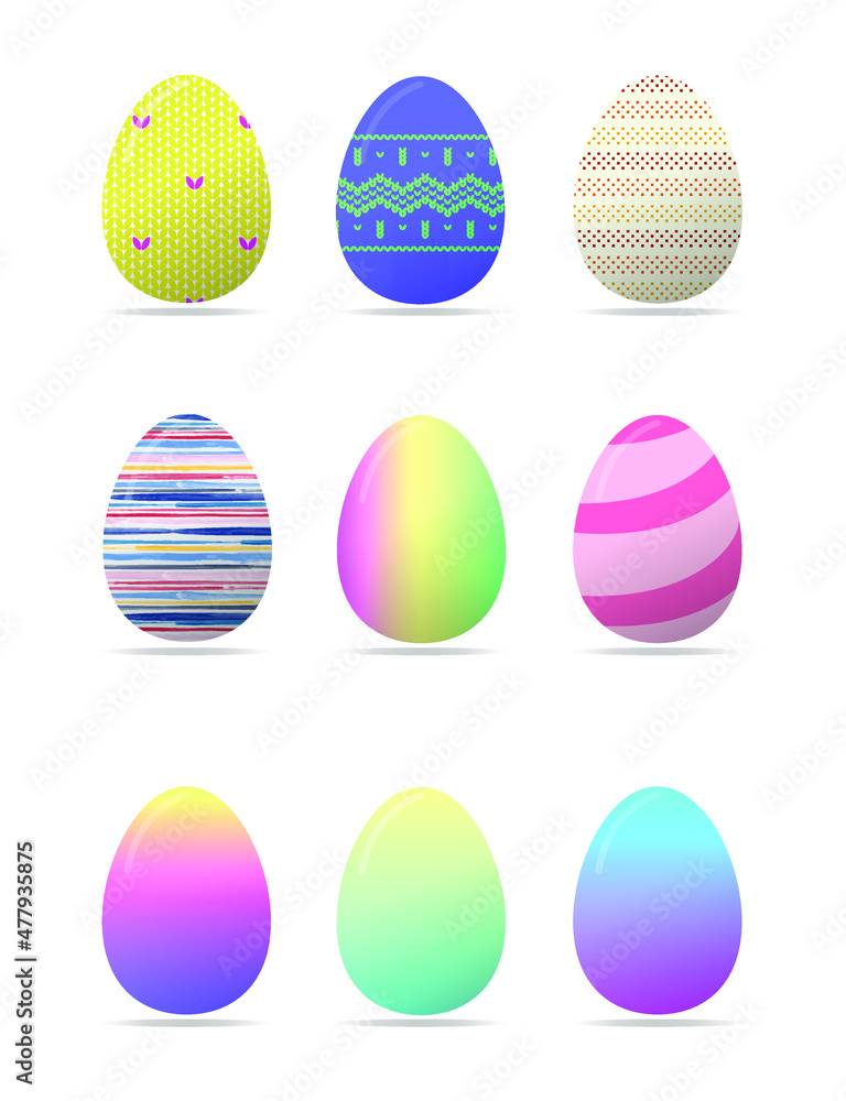 A set of colorful Easter egg design element collection vector images on isolated background A set of colorful Easter egg design element collection vector images on isolated background