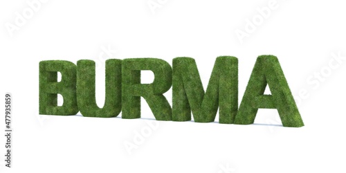 3d rendering of Burma word isolated on white background