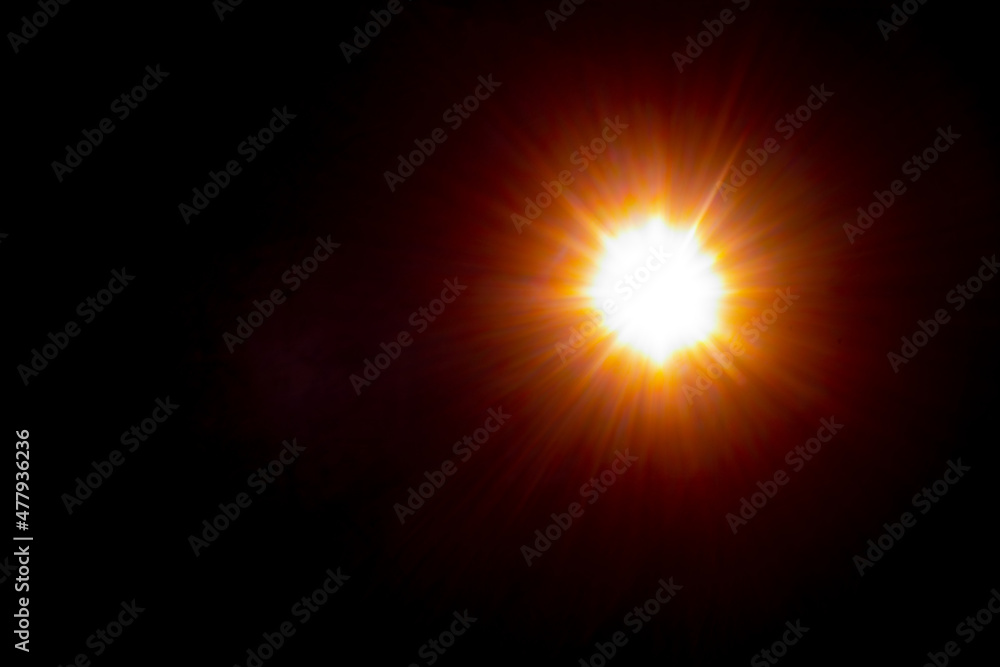 Sun flare on the black background Sun flare on the black background