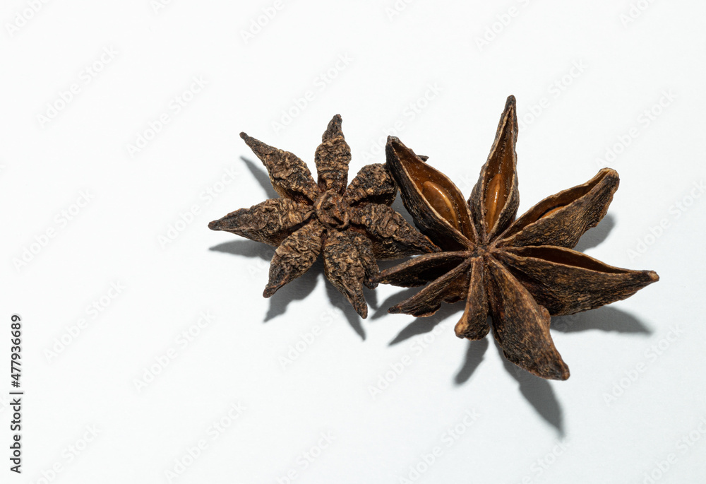 Anise spice on white background. Anise spice on white background.