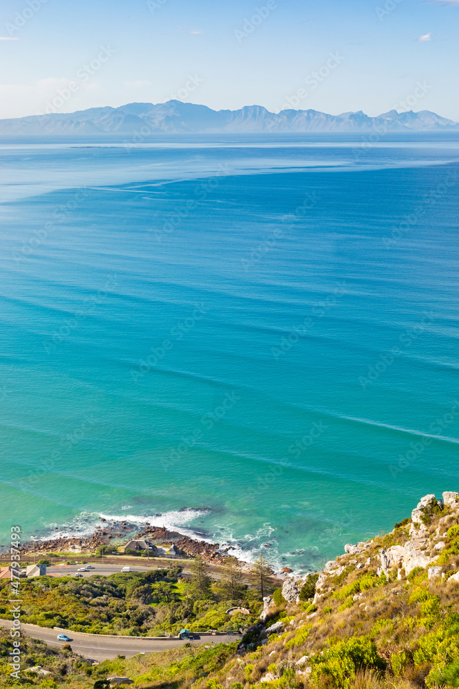 Elevated view of St James coastal town in False Bay, Cape Town Elevated view of St James coastal town in False Bay, Cape Town