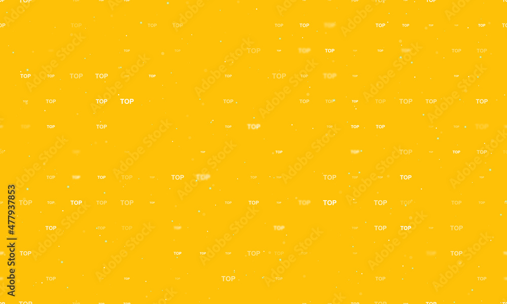 Seamless background pattern of evenly spaced white top symbols of different sizes and opacity. Vector illustration on amber background with stars Seamless background pattern of evenly spaced white top symbols of different sizes and opacity. Vector illustration on amber background with stars