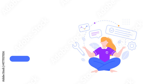 Balance and meditation on work place, landing page