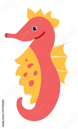 Sea horse with cute flippers isolated on white