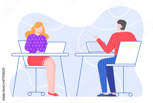 Business meeting or negotiation in office at table