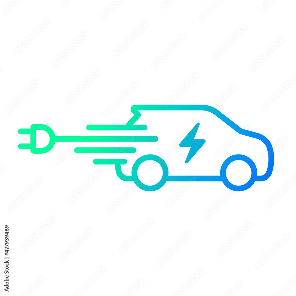 Fast electric car with plug icon symbol, EV car, Green hybrid vehicles charging point logotype, Eco friendly vehicle concept, Vector illustration Fast electric car with plug icon symbol, EV car, Green hybrid vehicles charging point logotype, Eco friendly vehicle concept, Vector illustration
