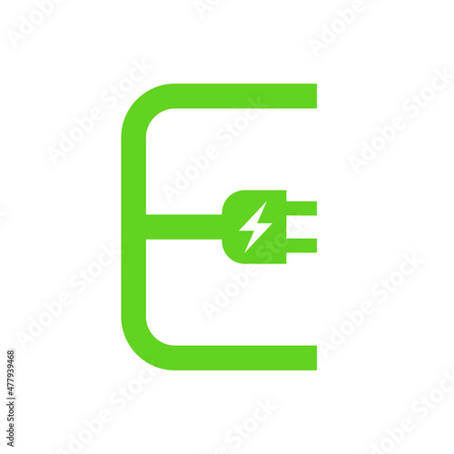E plug electric icon, Power charging sign, Eco energy concept, Vector illustration