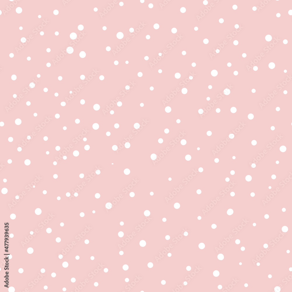 Abstract hand drown polka dots background. Pink dotted seamless pattern with white circles. Template design for invitation, poster, card, flyer, textile, fabric Abstract hand drown polka dots background. Pink dotted seamless pattern with white circles. Template design for invitation, poster, card, flyer, textile, fabric