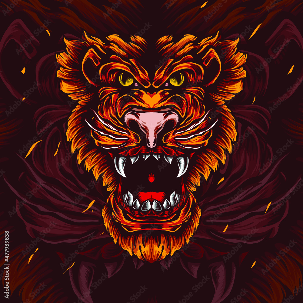 tiger mascot illustration with background
