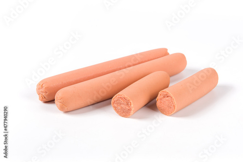 ham sausages isolated on white background.