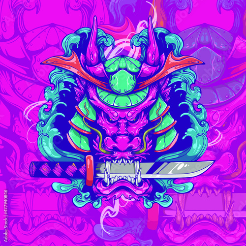 dragon warrior ronin artwork illustration
