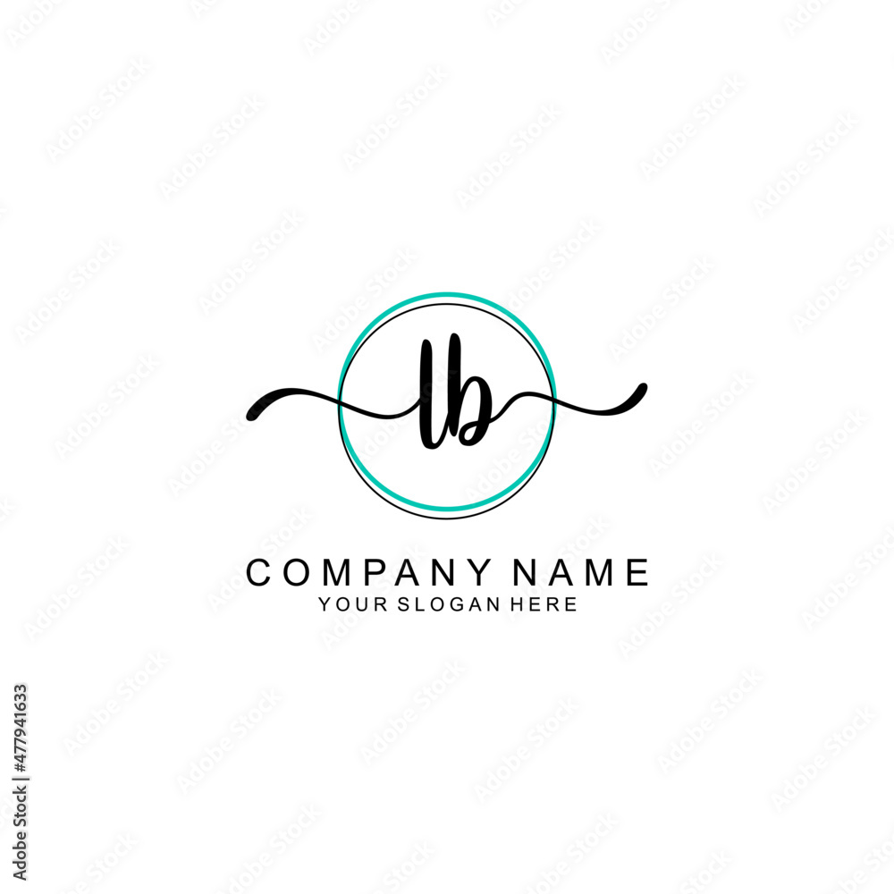 LB Initial handwriting logo with circle hand drawn template vector