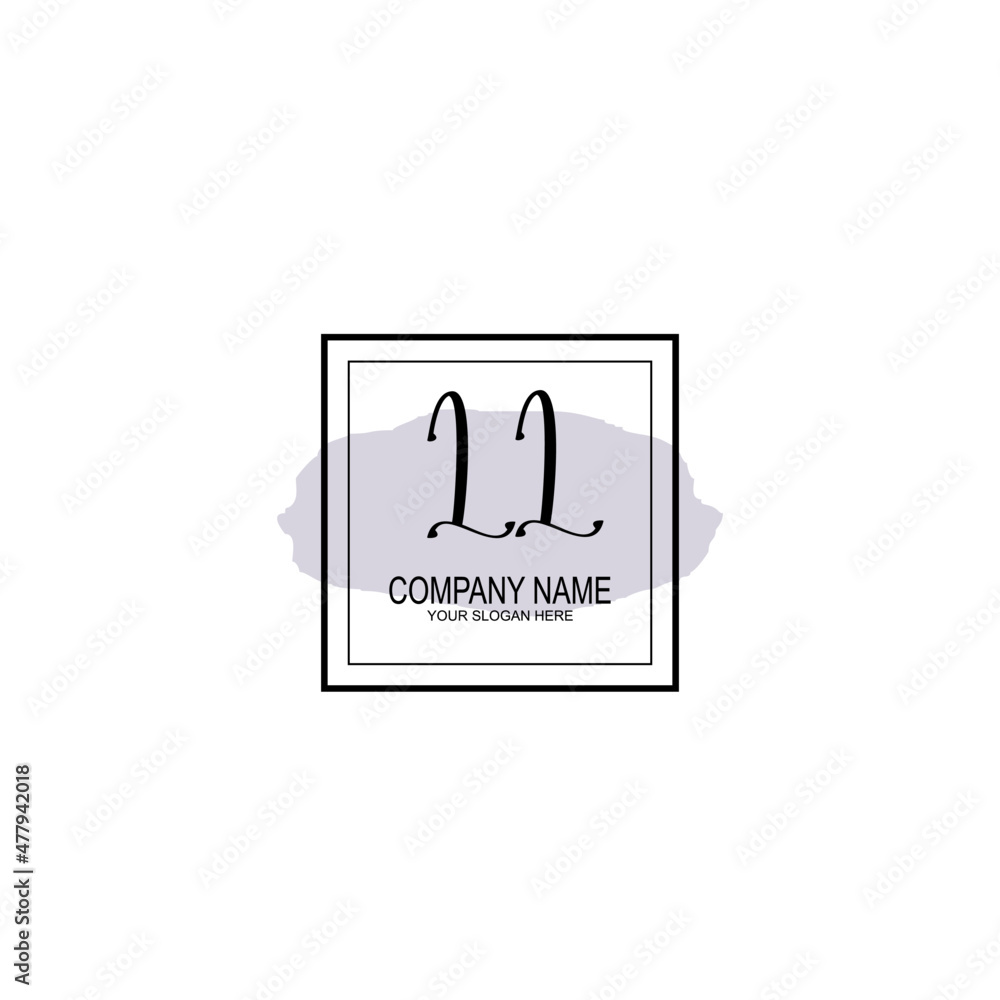 Letter LL minimalist wedding monogram vector