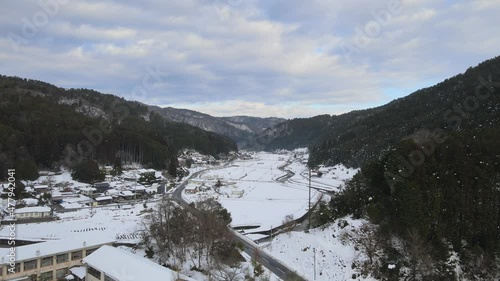 京都　雪　冬　白　空撮　ドローン　4K