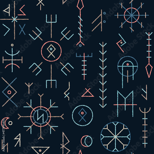 Vintage viking seamless pattern.