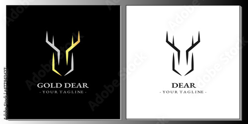 elegant silver and gold deer logo template vector eps 10