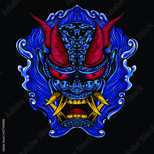 Fotobehang demon face artwork illustration with background