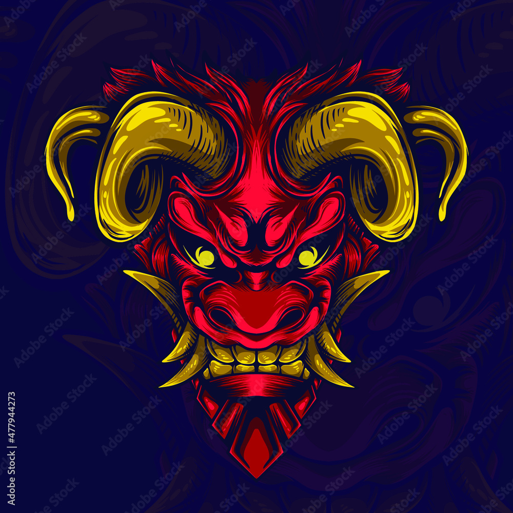 devil goat face artwork illlustration
