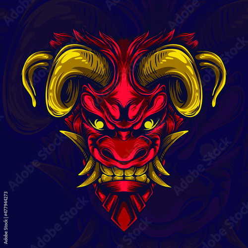 devil goat face artwork illlustration
