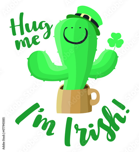 St. Patrick's day merch design with funny cactus in leprechaun hat