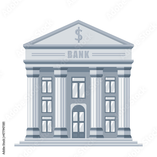 bank building architecture cartoon vector illustration isolated object