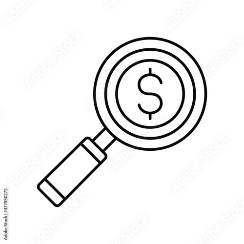 Dollar Find Vector icon which is suitable for commercial work and easily modify or edit it

