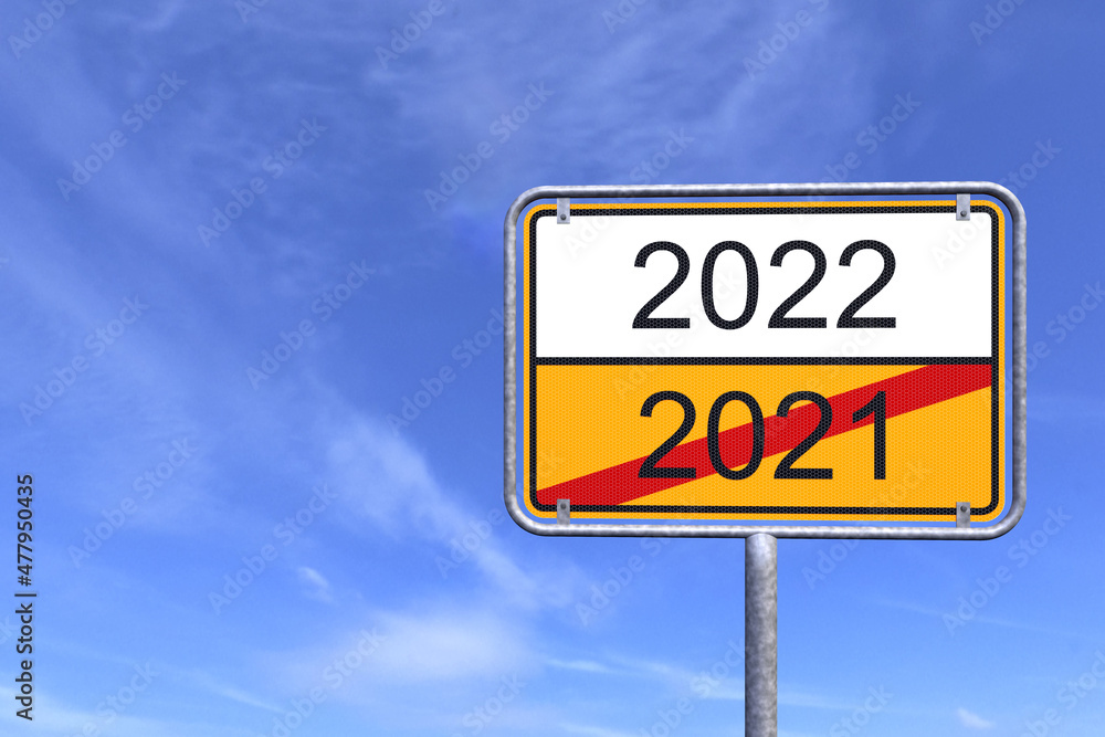 3d Illustration - Ortsschild - Ortstafel - 2021 - 2022 - Himmel - Wolken 3d Illustration - Ortsschild - Ortstafel - 2021 - 2022 - Himmel - Wolken