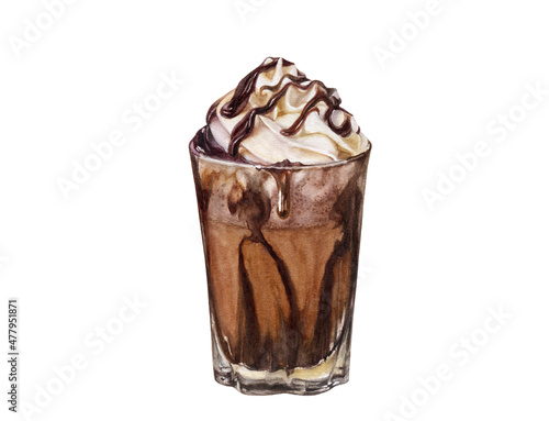 Frappuccino watercolor illustration isolated on white background photo