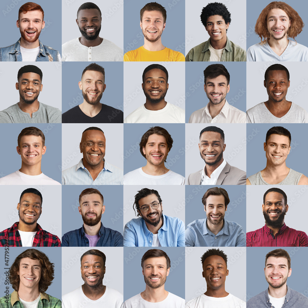 Multiethnic men different ages showing positive emotions Multiethnic men different ages showing positive emotions