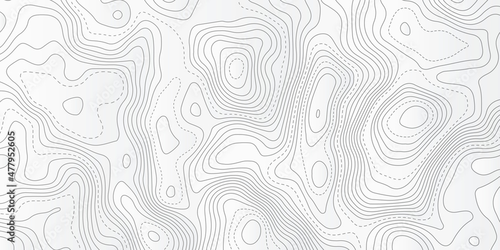 Vector contour topographic map background. Topography and geography map grid abstract backdrop, Vector illustration of topographic line contour map, black-white design, Luxury black abstract line art.