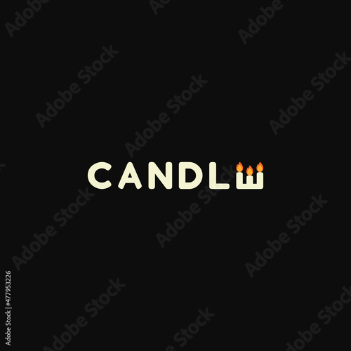 A flat, simple, and minimalist typography design of a word Candle