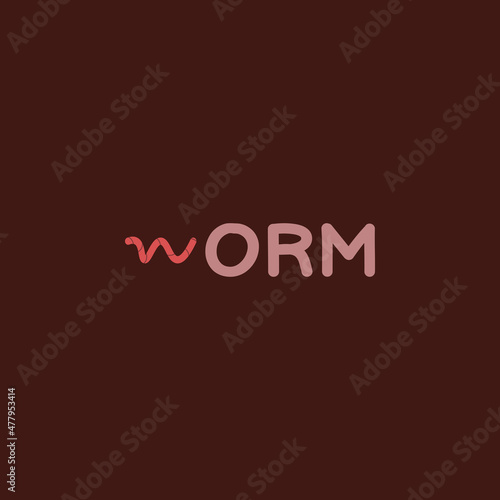 A flat, simple, and minimalist typography design of a word Worm