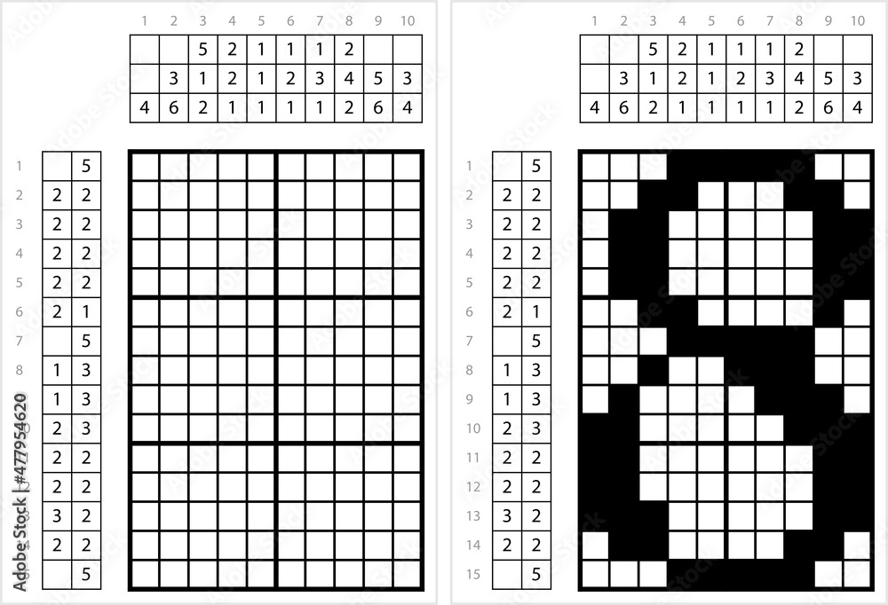 Fototapeta premium Number Eight Nonogram Pixel Art M_2201001