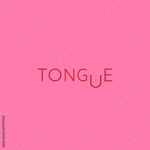 Fototapeta Naklejka Na Ścianę i Meble -  A flat, simple, and minimalist typography design of a word Tongue