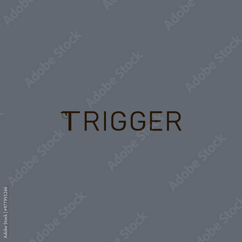 A flat, simple, and minimalist typography design of a word Trigger